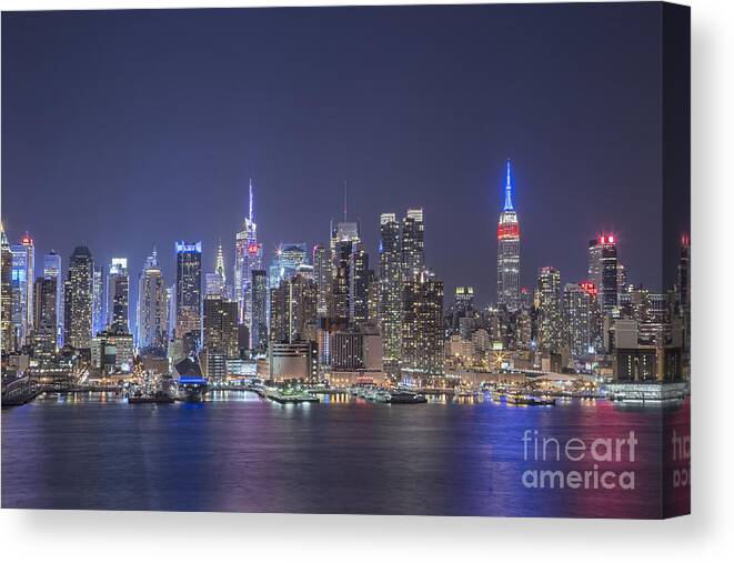 New York Canvas Print featuring the photograph Night Jewels by Evelina Kremsdorf