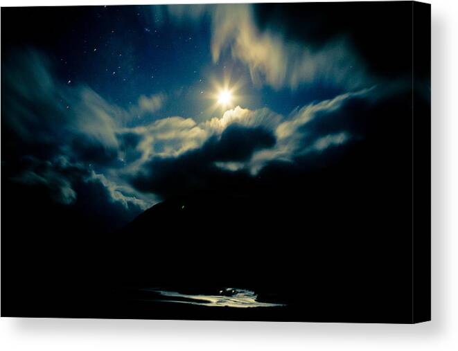 Night Canvas Print featuring the photograph Night sky and moon Himalyan by Raimond Klavins