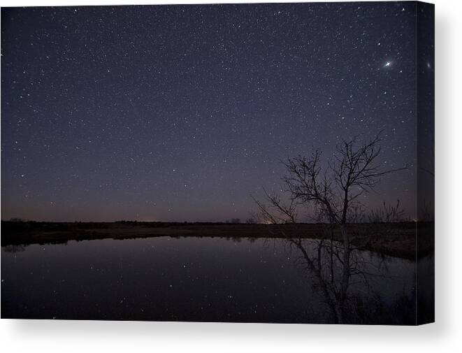 Alone Canvas Print featuring the photograph Night Sky Reflection by Melany Sarafis