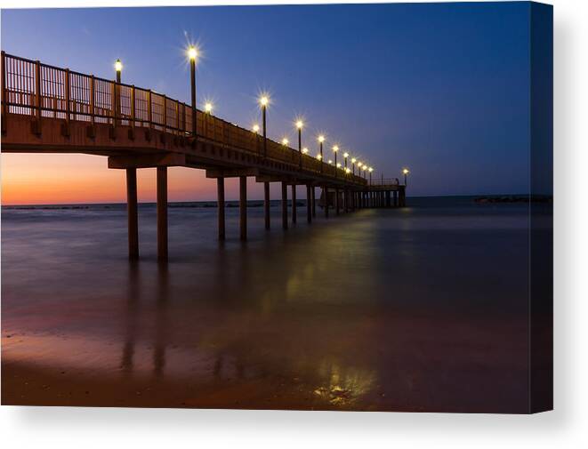 Sea Canvas Print featuring the photograph Night time Sea by AM FineArtPrints