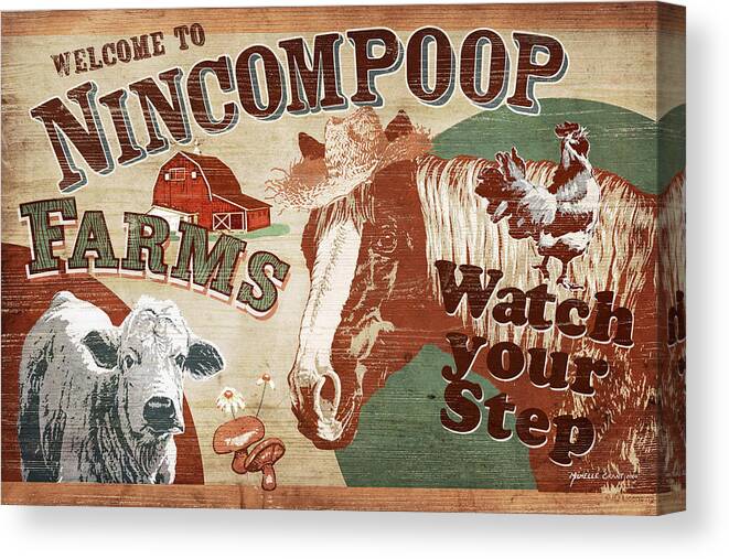 Joe Low Canvas Print featuring the painting Nincompoop Farms by JQ Licensing