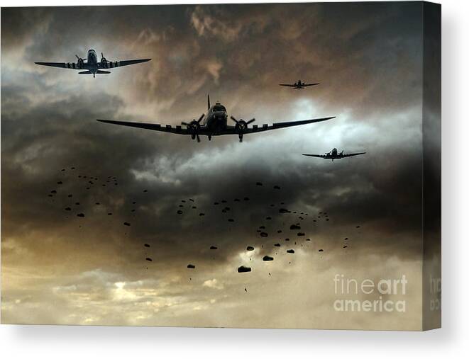C47 Canvas Print featuring the digital art Normandy Invasion by Airpower Art