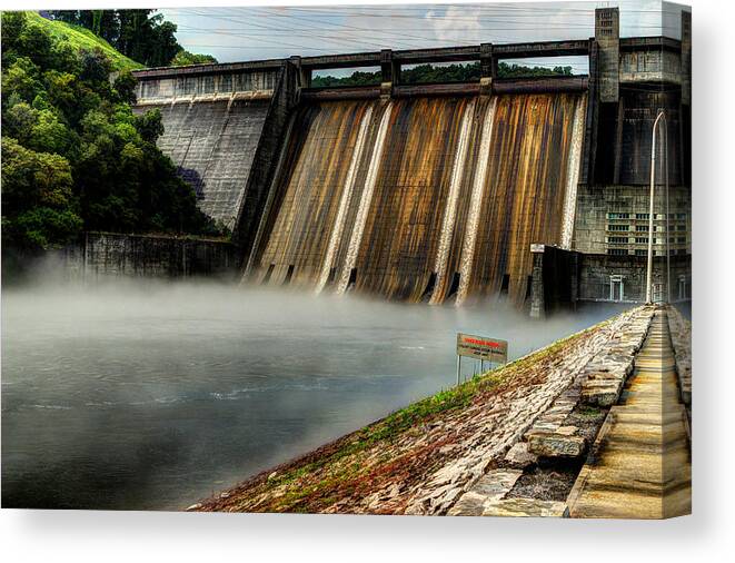Water Canvas Print featuring the photograph Norris Lake Dam by Michael Eingle