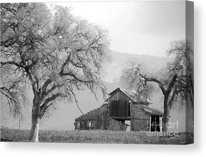 Barn Canvas Print featuring the photograph Not Much TIme Left BW by Debby Pueschel