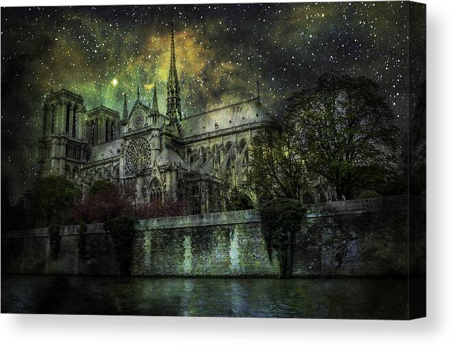 Notre Dame Canvas Print featuring the photograph Notre Dame at night by James Bethanis