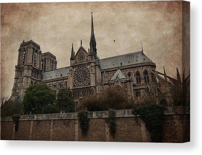 France Canvas Print featuring the photograph Notre Dame Cathedral - Paris by Maria Angelica Maira