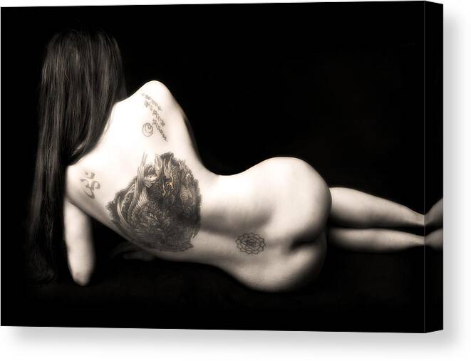Nude Canvas Print featuring the photograph Nude Tattoos by Jennifer Wright