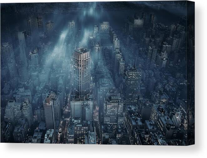 Night Canvas Print featuring the photograph Nyc by Leif L?ndal