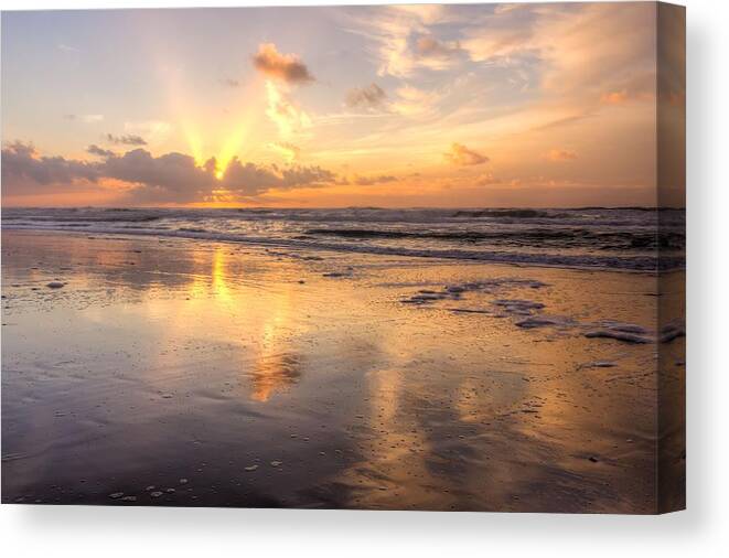 Water Canvas Print featuring the photograph Nye Beach Sunset 0075 by Kristina Rinell