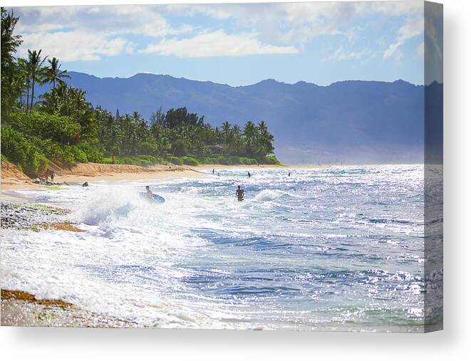 Water's Edge Canvas Print featuring the photograph Oahu The Vibrant Island by Daniela Duncan
