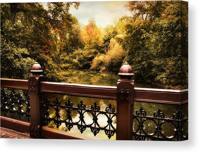 Bridge Canvas Print featuring the photograph Oak Bridge Autumn by Jessica Jenney