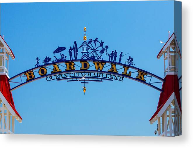 Ocean City Canvas Print featuring the photograph Ocean City Boardwalk Arch by Bill Swartwout