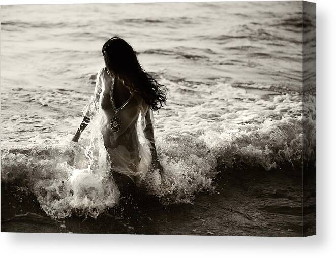 Woman Canvas Print featuring the photograph Ocean Mermaid by Jenny Rainbow