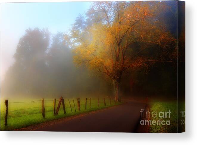 Cades Cove Canvas Print featuring the photograph October And Fog by Michael Eingle