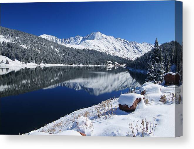 Rocky Mountains Canvas Print featuring the photograph October Blues by Jeremy Rhoades