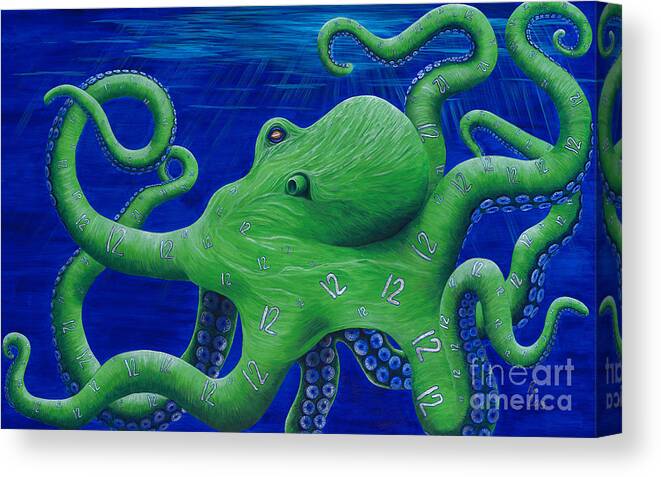 Octopus Canvas Print featuring the painting OctoHawk by Rebecca Parker