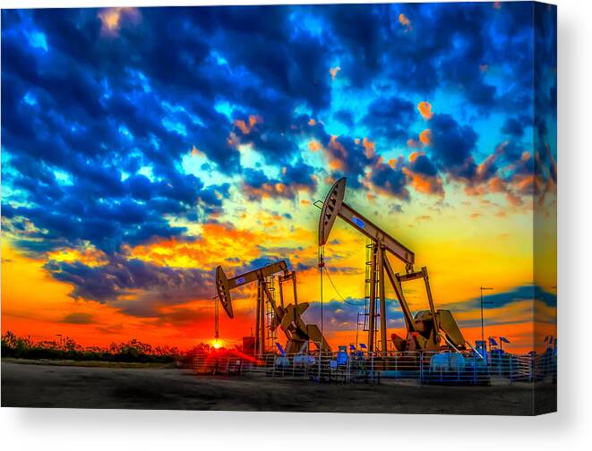Drilling Rig Canvas Print featuring the photograph Oilfield Color Burst by Tim Singley