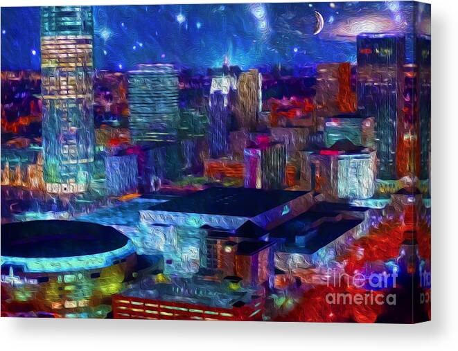 Oklahoma City Canvas Print featuring the photograph Oklahoma City Starry Night by Cooper Ross