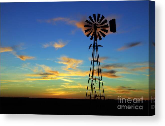 Windmill Canvas Print featuring the photograph Oklahoma Skies 2 by Jim McCain