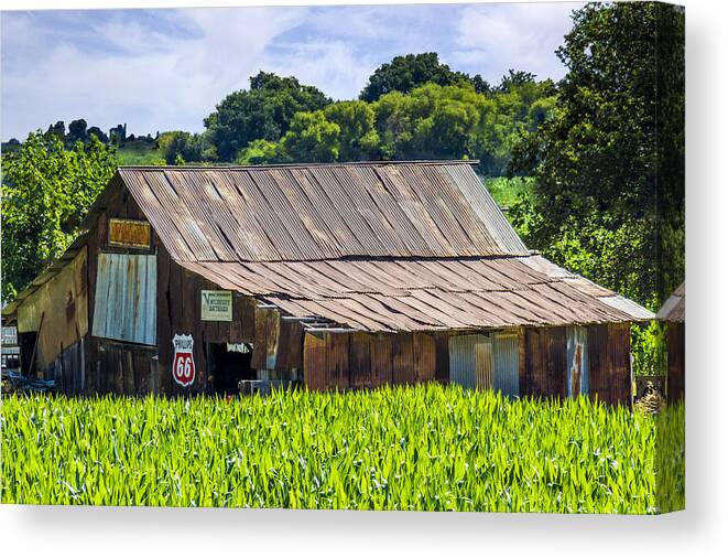 Landscape Canvas Print featuring the photograph Old Barn with Phillips 66 Sign by Bruce Bottomley