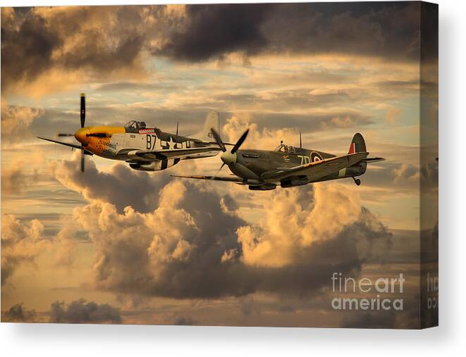 Supermarine Canvas Print featuring the digital art Old Flying Machines by Airpower Art