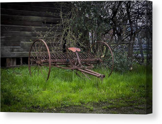 Farm Canvas Print featuring the photograph Old Hay Machine by Bruce Bottomley