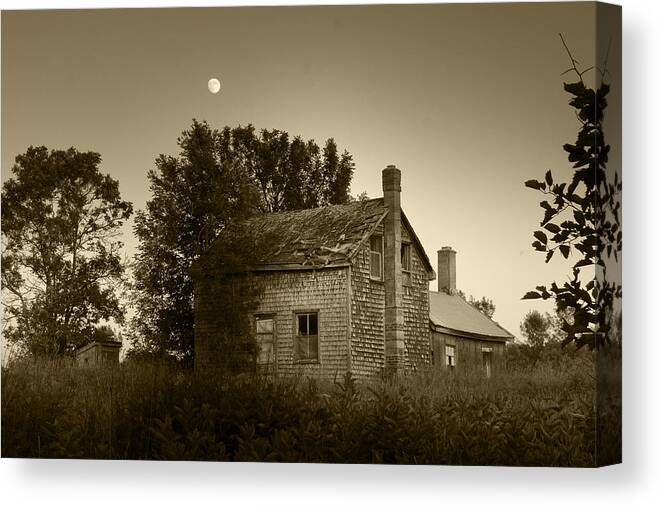 Moon Canvas Print featuring the photograph Old House in Moonlight by Daniel Martin