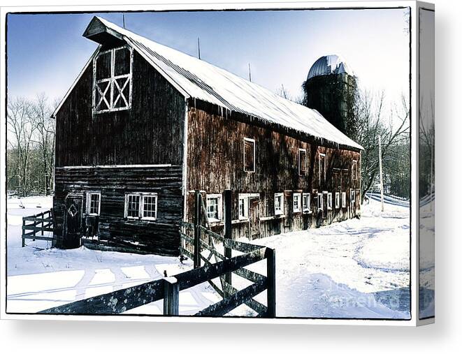 Agriculture Canvas Print featuring the photograph Old Jersey Farm in Winter by George Oze