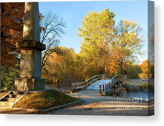 Concord Canvas Print featuring the photograph Old North Bridge by Brian Jannsen