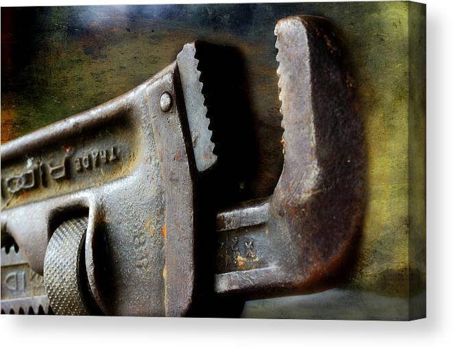 Pipe Wrench Canvas Print featuring the photograph Old Pipe Wrench by Michael Eingle