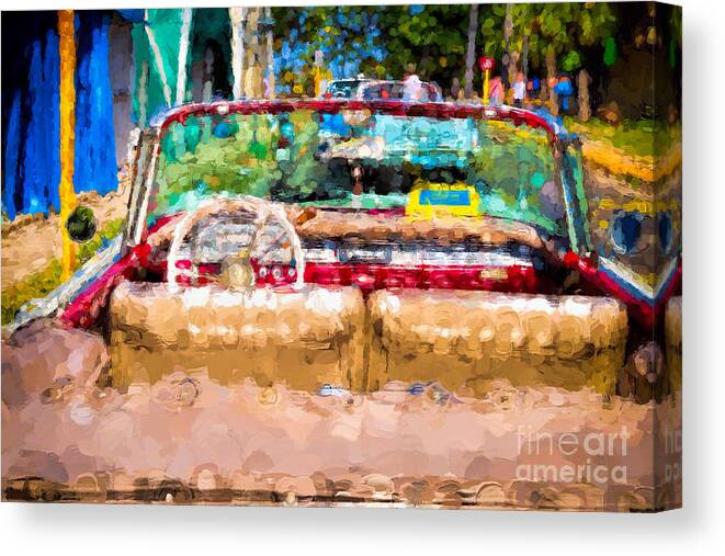 Car Canvas Print featuring the photograph Old red convertible by Les Palenik