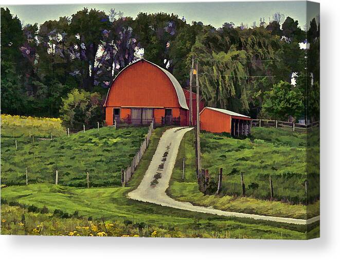 big Red Barn Canvas Print featuring the photograph Old Round Top by Mike Flake
