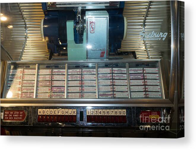 Wingsdomain Canvas Print featuring the photograph Old Vintage Seeburg Jukebox DSC2752 by Wingsdomain Art and Photography