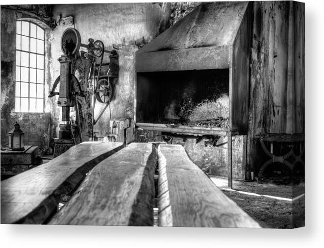Abandoned Canvas Print featuring the photograph Old workshop by Alexey Stiop