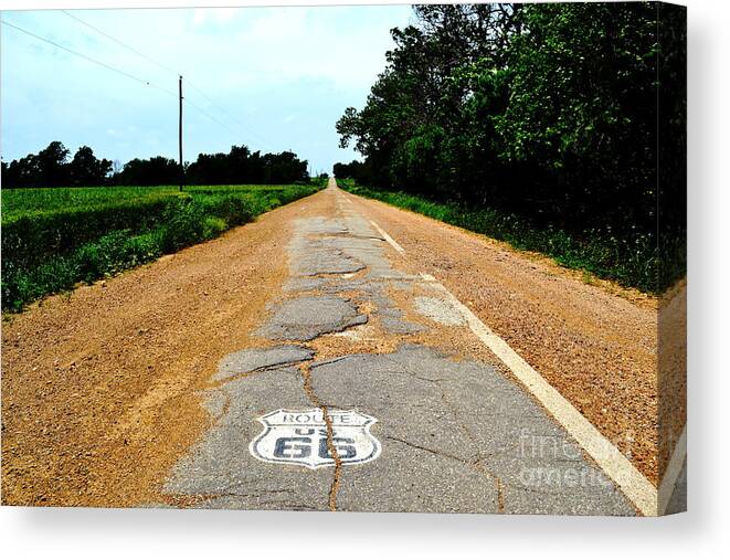 Route 66 Canvas Print featuring the photograph Oldest Stretch of Route 66 by Cat Rondeau