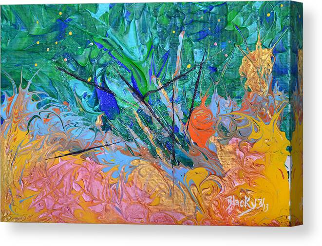 Vibrant Abstract Canvas Print featuring the painting On Fire by Donna Blackhall