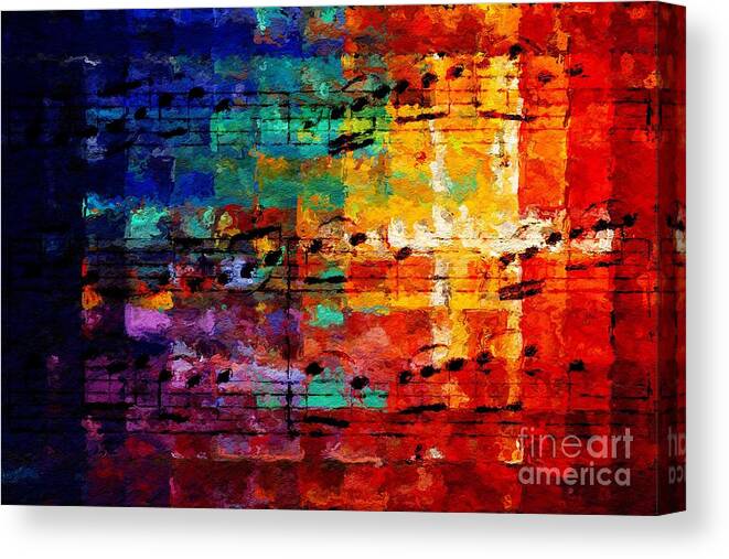 Music Canvas Print featuring the digital art On the Grid 3 by Lon Chaffin