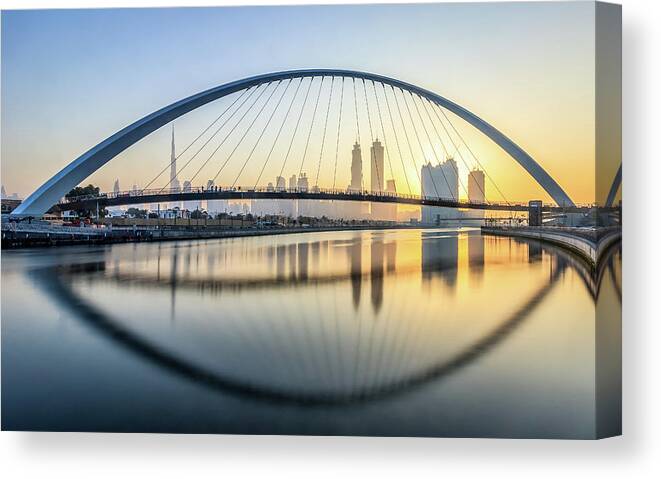 Dubai Canvas Print featuring the photograph One Arch Fits All! by Mohammed Shamaa