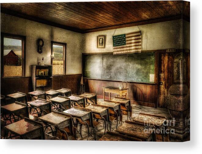 School Canvas Print featuring the photograph One Room School by Lois Bryan