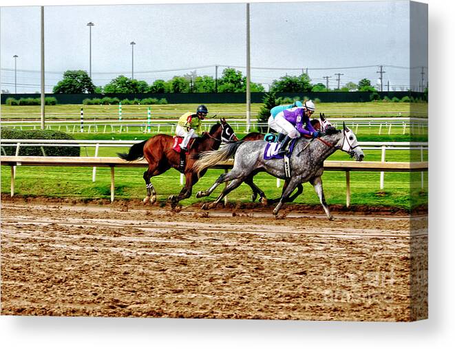 Horse Racing Canvas Print featuring the photograph One Two Three 026MX by Earl Johnson