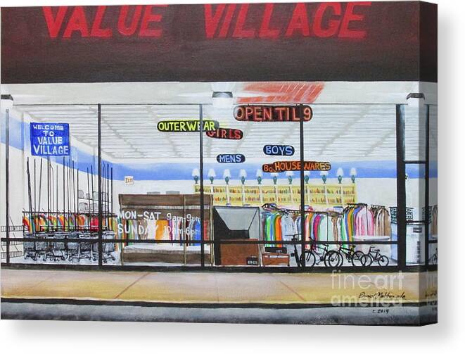 Store Canvas Print featuring the painting Open Til 9 by Edward Maldonado