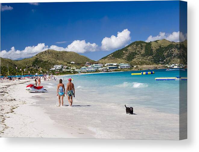St Martin Canvas Print featuring the photograph Orient Beach in St Martin FWI by David Smith