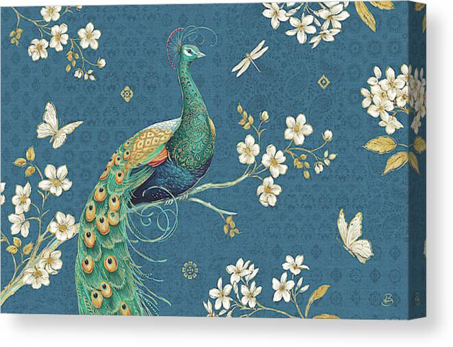 Animal Canvas Print featuring the painting Ornate Peacock IIi by Daphne Brissonnet