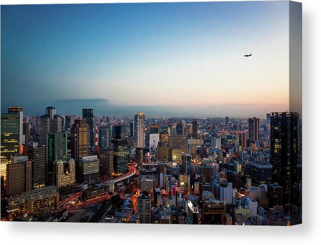 Built Structure Canvas Print featuring the photograph Osaka City From 170 Meters High by Marser