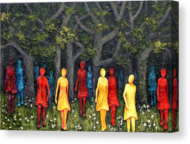 Forest Canvas Print featuring the painting Out of the Woods by Linda Carmel
