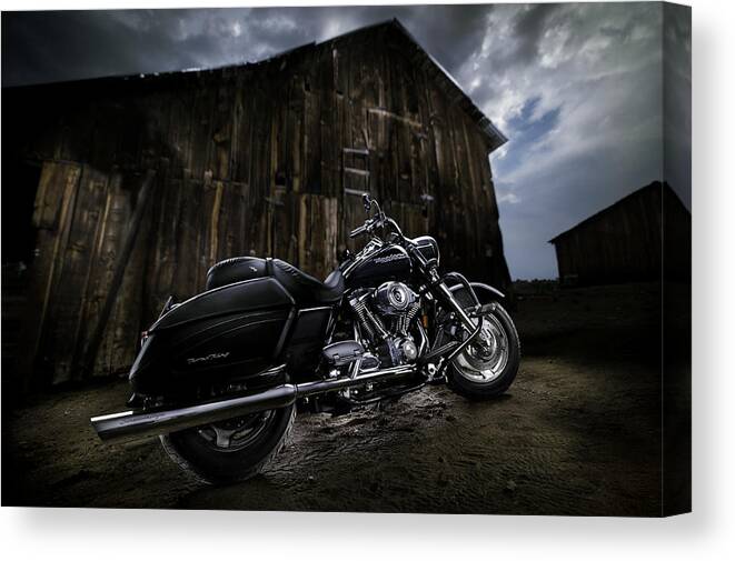 Harley Canvas Print featuring the photograph Outside the Barn by Yo Pedro