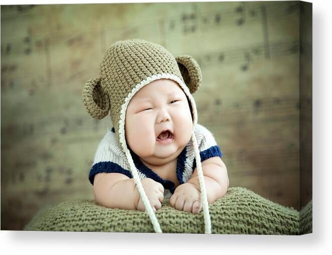 Asian And Indian Ethnicities Canvas Print featuring the photograph Overweight Baby Crying by Sihuo0860371