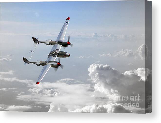 Lockheed P38 Lightning Canvas Print featuring the digital art P38 Patrol by Airpower Art