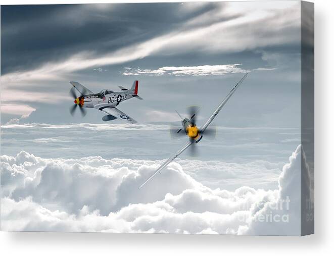 P51 Mustang Canvas Print featuring the digital art P51 Mustang - Old Crow by Airpower Art