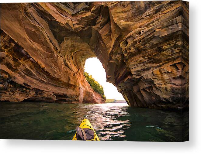 Steve White Canvas Print featuring the photograph Paddling Pictured Rocks by Steve White